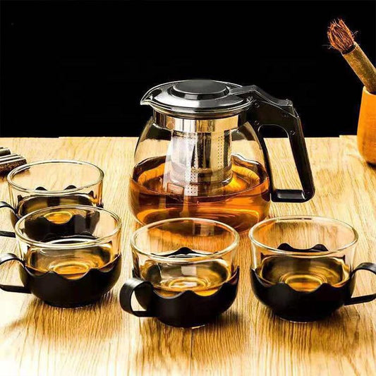 Ensemble théière en verre et 4 tasses élégantes
