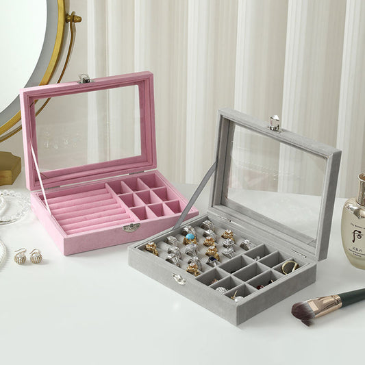 Boîte Bijoux Velours Doux avec Fenêtre Sécurisée