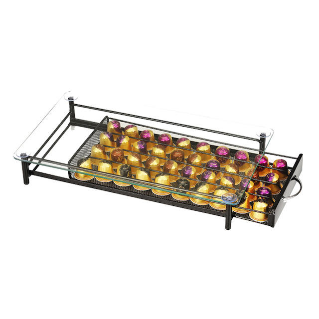 Range-Capsules en Verre et Métal pour Capsules : Organisation Élégante