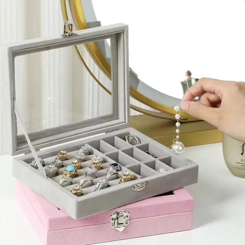 Boîte Bijoux Velours Doux avec Fenêtre Sécurisée
