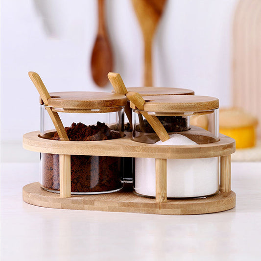 Ensemble de Pots à Épices en Verre dans une Boîte de Présentation