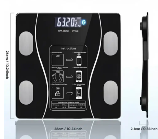LCD ميزان ذكي بلوتوث لقياس الوزن و الدهون-تطبيق هاتف-شاشة