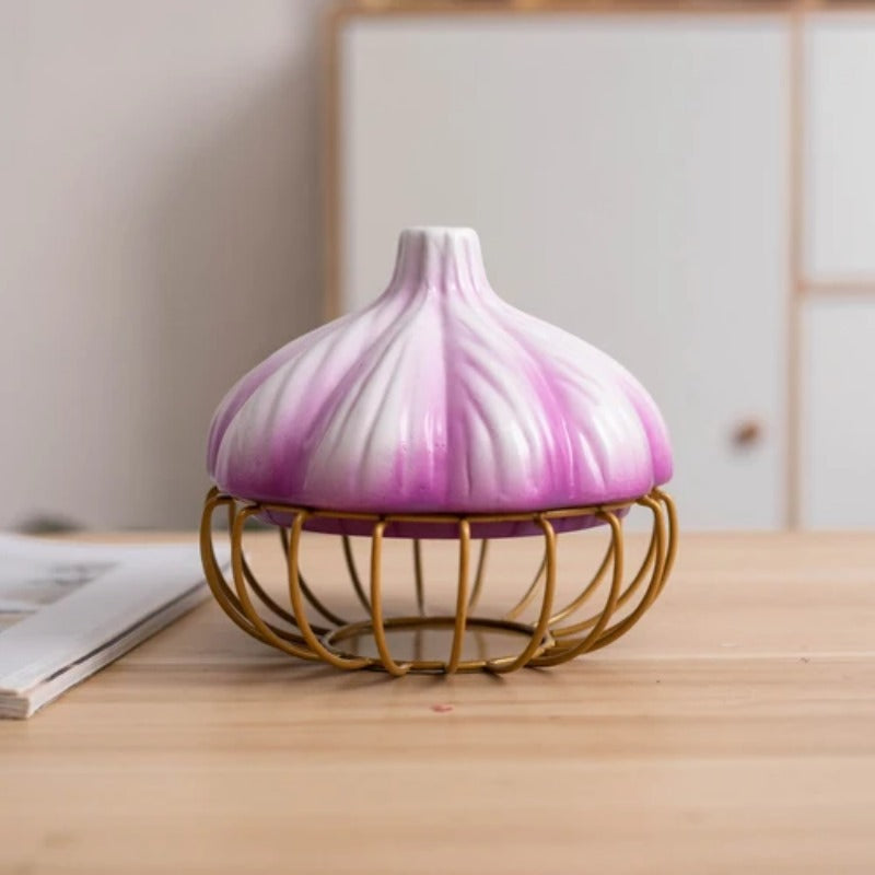Panier à Ail en Fer avec Couvercle en Céramique