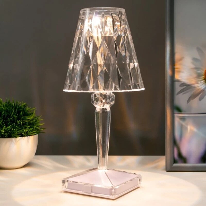 Lampe de Table LED en Diamant avec Contrôle Tactile et Chargeur en Clip