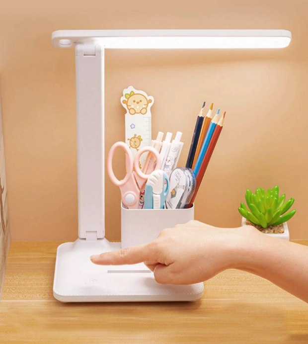 Lampe LED Rechargeable Moderne avec Porte-Stylos et Dimming