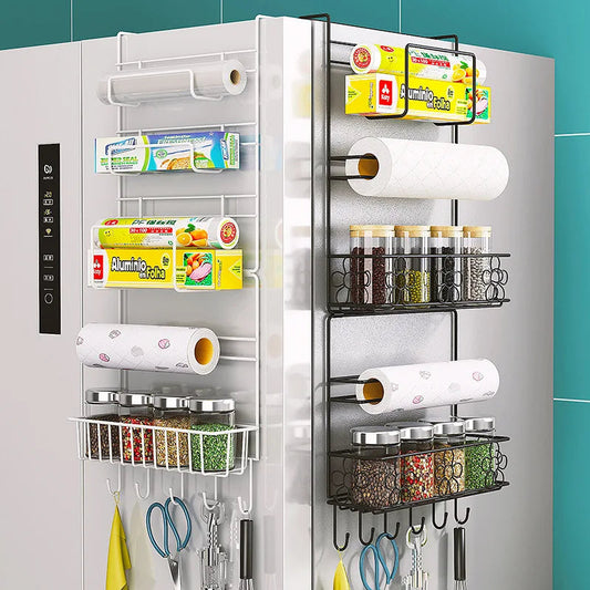 Étagère latérale magnétique pour réfrigérateur, pratique et compacte, idéale pour optimiser le rangement en cuisine.