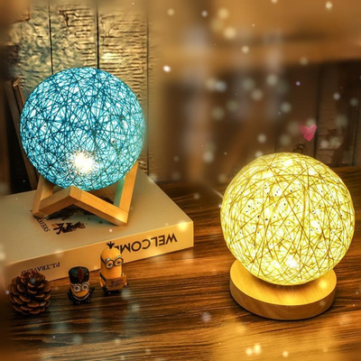 Veilleuse 3D en Bois et Rotin