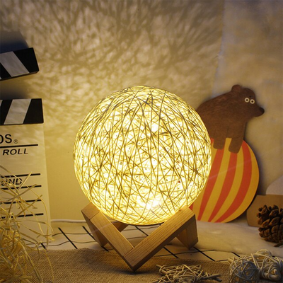 Veilleuse 3D en Bois et Rotin