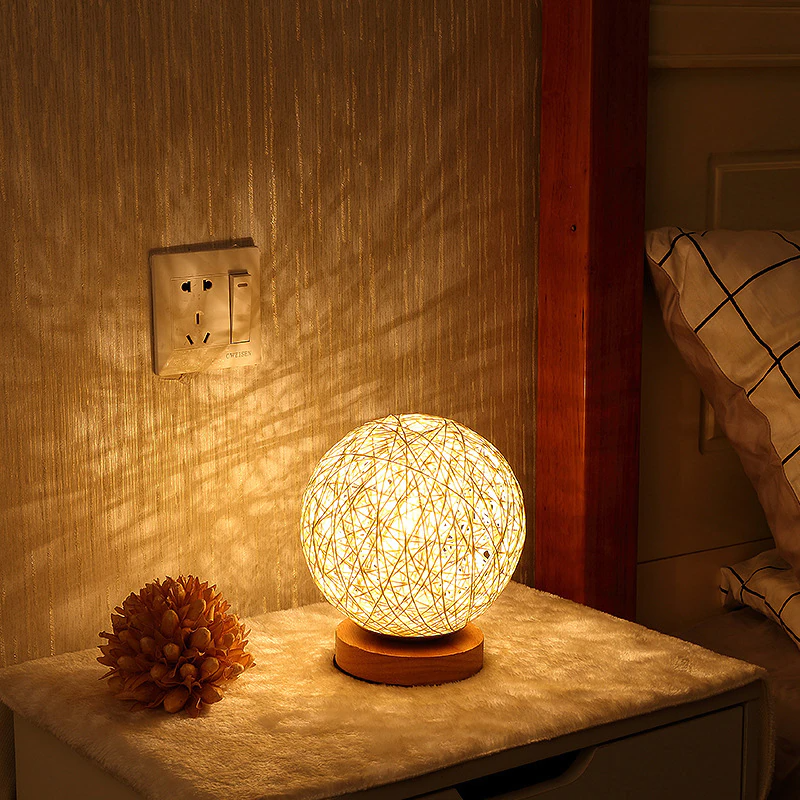 Veilleuse 3D en Bois et Rotin