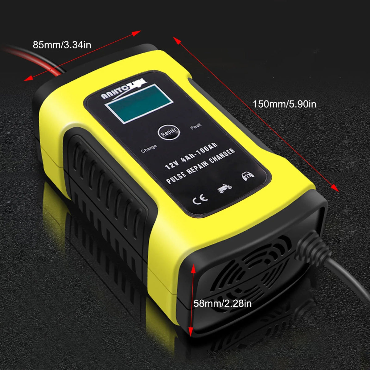 Chargeur de Batterie Voiture Moto 12/24V, 8A avec Écran Tactile