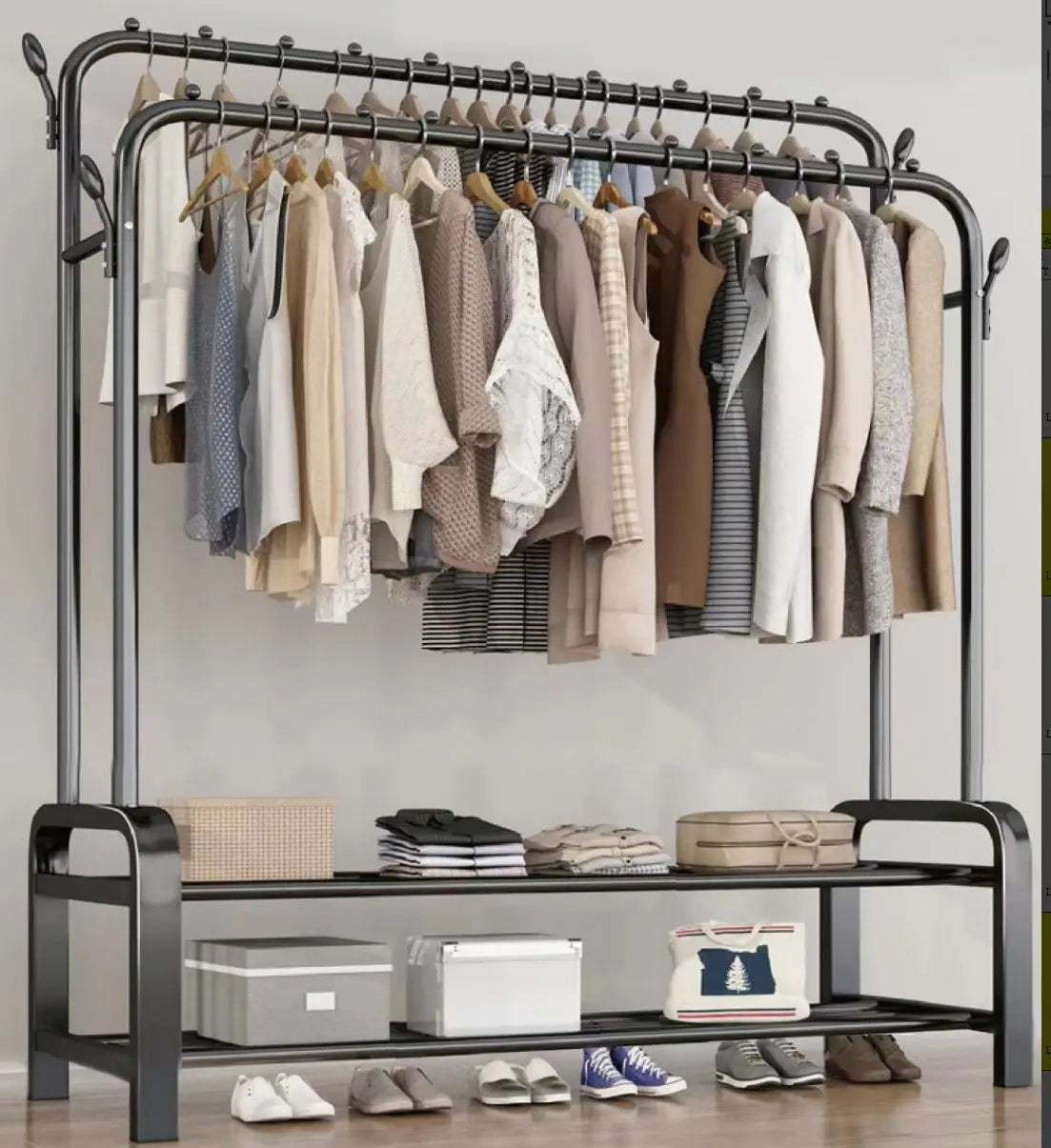Porte-Manteau Mobile de Haute Qualité avec Étagère de Rangement Inférieure