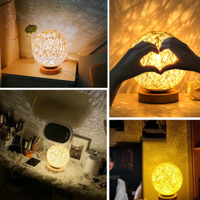 Veilleuse 3D en Bois et Rotin