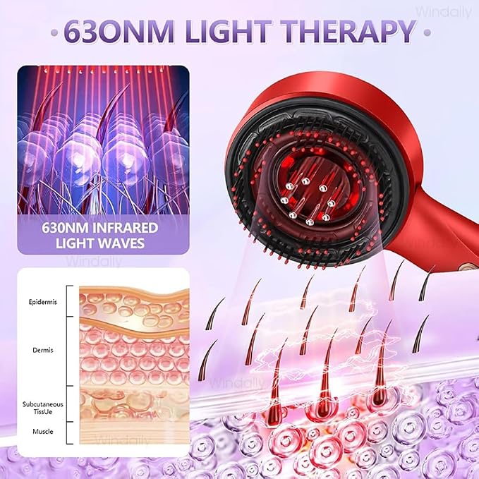 مشط تدليك فروة الشعر الكهربائية بتقنية الاهتزاز والأشعة الحمراء (scalp massage comb)