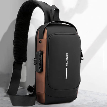 Sac à Dos de Poitrine Anti-Vol pour Hommes avec Chargeur USB