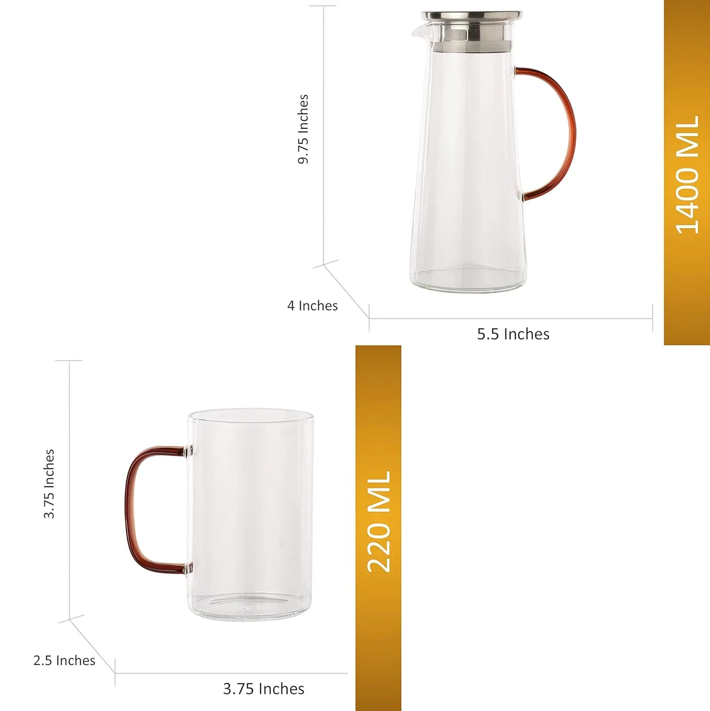Service à Boisson en Verre avec Anse Colorée