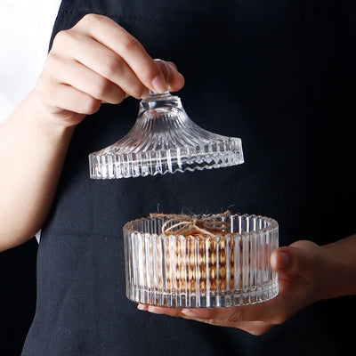 Bocal de Rangement en Verre de Cristal Européen avec Couvercle