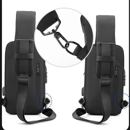 Sac à Dos de Poitrine Anti-Vol pour Hommes avec Chargeur USB