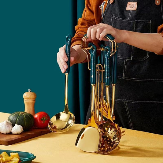 Ensemble d'Ustensiles de Cuisine de Luxe en Acier Inoxydable