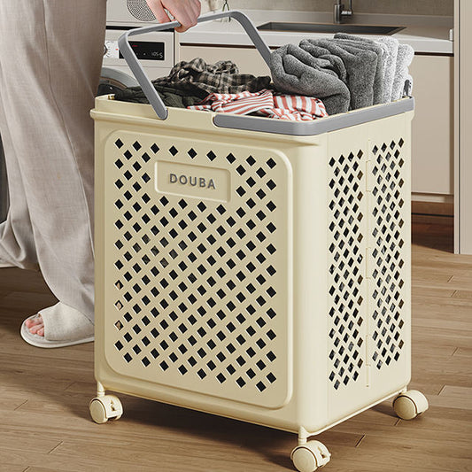 Miroir à linge pliable avec roulettes, grand panier pratique et mobile pour le linge.