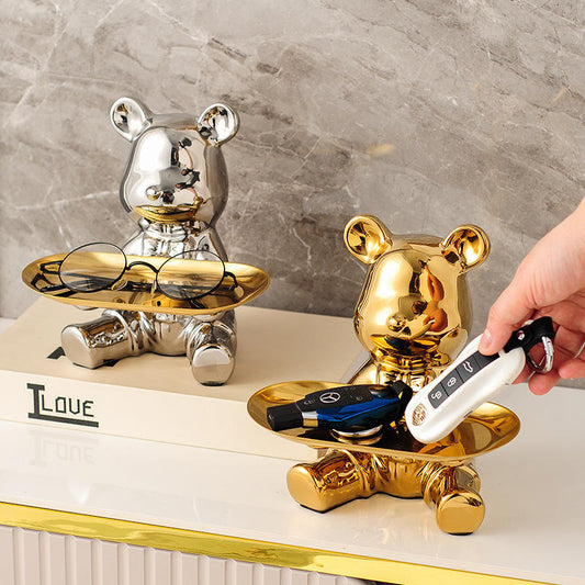 Ornement d’Ours en Céramique avec Espace de Rangement Intégré