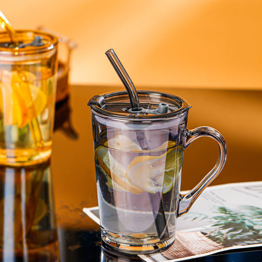 Gobelet Réutilisable en Verre Transparent avec Paille Intégrée