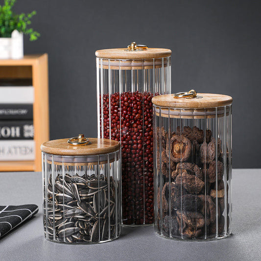 Lot de 3 bocaux en verre transparent, pratiques pour le rangement et la présentation.