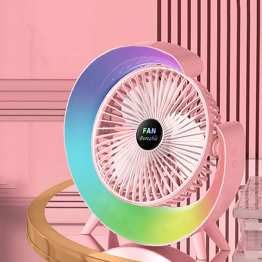 Lampe de Bureau USB Rechargeable avec Ventilateur Silencieux – Éclairage et Rafraîchissem