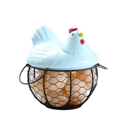 Porte-œufs créatif en fil de fer en forme de poule