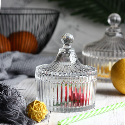 Bocal de Rangement en Verre de Cristal Européen avec Couvercle