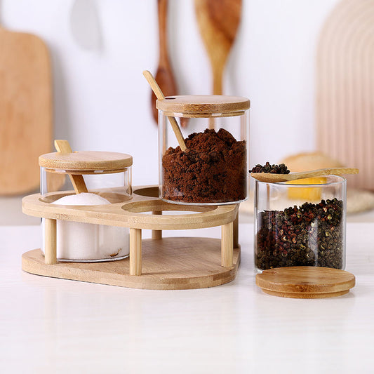 Ensemble de Pots à Épices en Verre dans une Boîte de Présentation