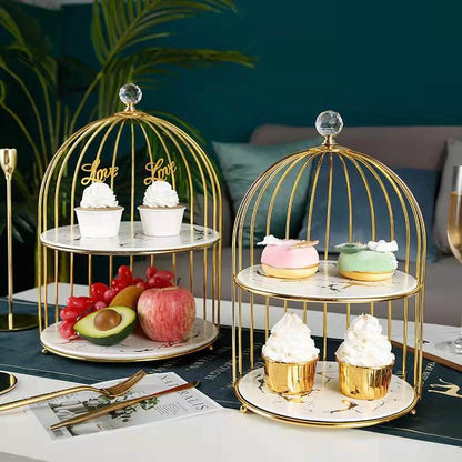 Support à Gâteaux Cage à Oiseaux Dorée : Élégance Vintage pour Vos Desserts