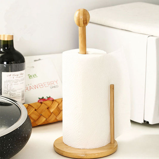 Porte-serviettes en bambou pour rouleau de papier hygiénique, élégant et écologique.
