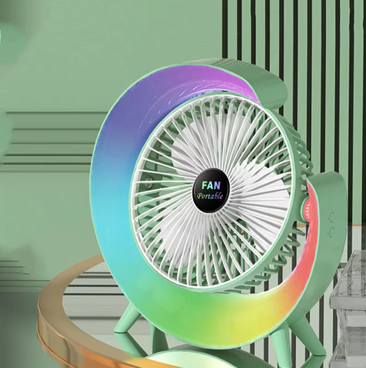 Lampe de Bureau USB Rechargeable avec Ventilateur Silencieux – Éclairage et Rafraîchissem