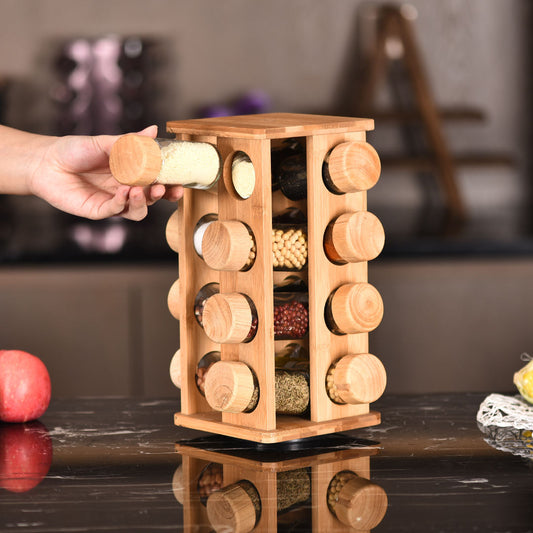 Étagère à Épices Rotative en Bambou : Organisez Votre Cuisine avec Élégance Naturelle