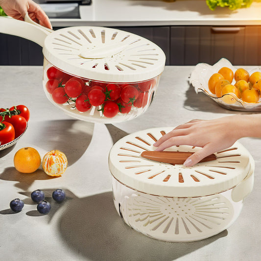 Panier multifonction pour fruits et légumes avec filtre et boîte de conservation.