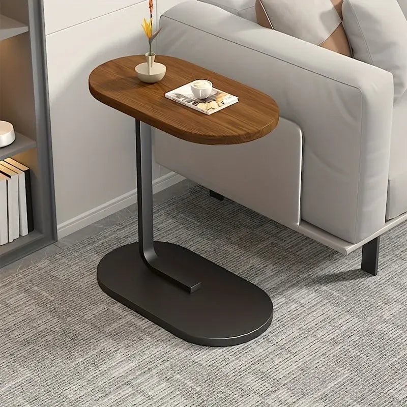 Table d'appoint moderne en forme de C, idéale pour canapé, lit ou fauteuil