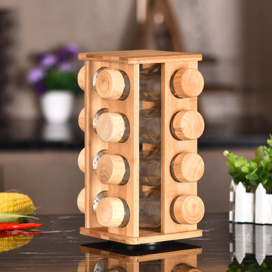 Étagère à Épices Rotative en Bambou : Organisez Votre Cuisine avec Élégance Naturelle