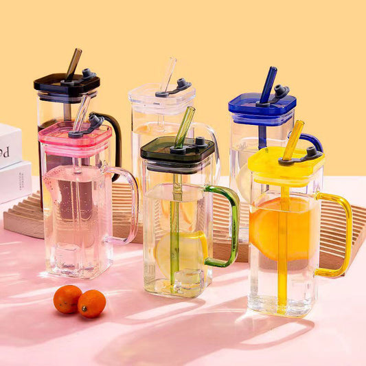 Mug en Verre avec Couvercle et Paille : Style et Praticité Réunis