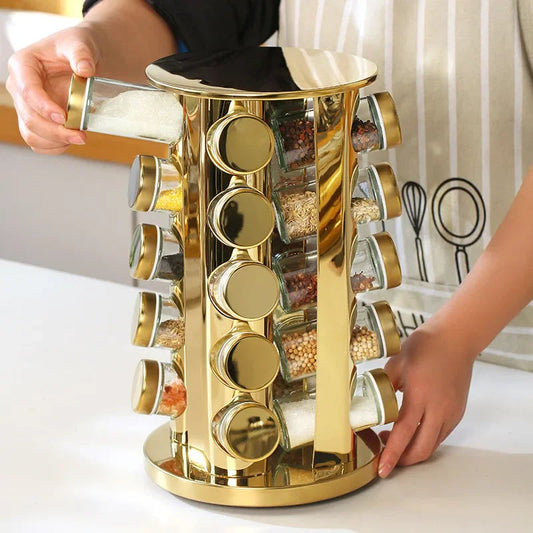 Bouteille d'assaisonnement Inttox avec 20 pots en verre à tête ronde pour conserver épices et condiments.