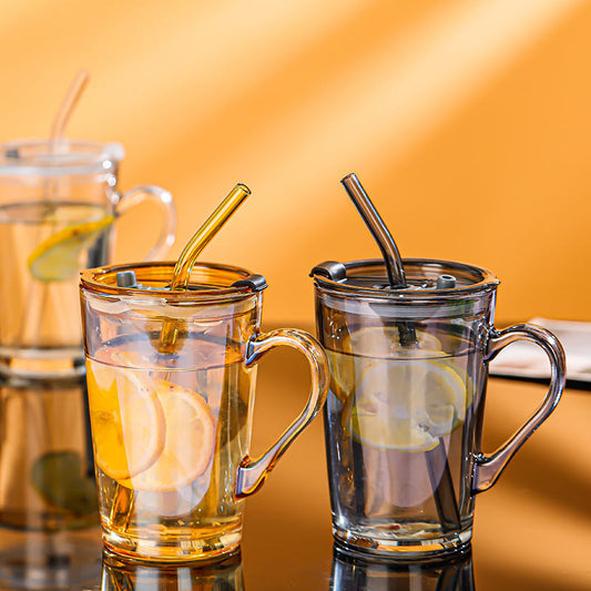 Gobelet Réutilisable en Verre Transparent avec Paille Intégrée
