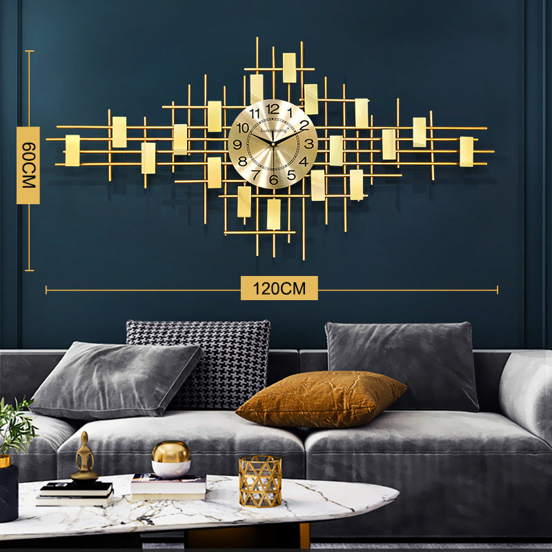 Horloge Murale Métal Doré Design Créatif et Silencieux