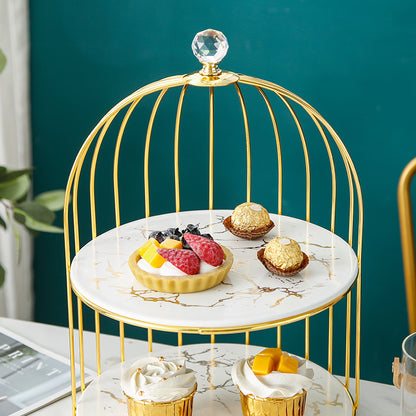 Support à Gâteaux Cage à Oiseaux Dorée : Élégance Vintage pour Vos Desserts