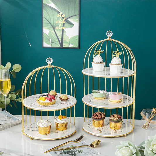 Support à Gâteaux Cage à Oiseaux Dorée : Élégance Vintage pour Vos Desserts