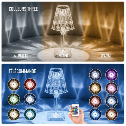 Lampe de Table LED en Diamant avec Contrôle Tactile et Chargeur en Clip