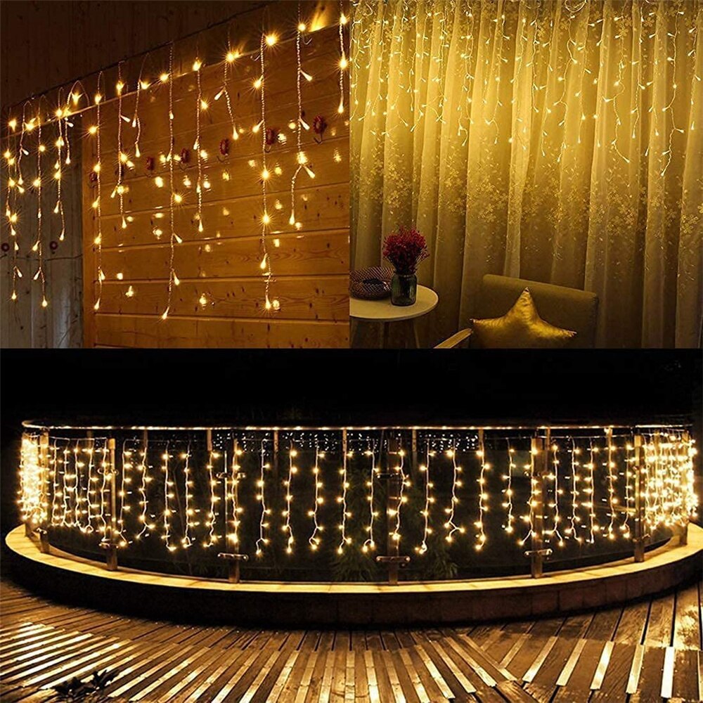 Guirlande Lumineuse de Rideau de Glaçon LED Extérieure