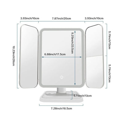 Miroir de Maquillage à Trois Volets avec Lumières LED