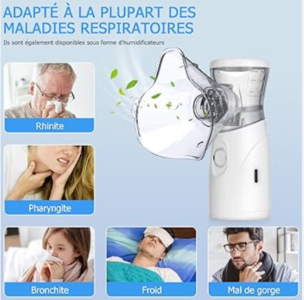 Nébuliseur portable - (Rechargeable) Appareil de nébulisation pour adultes et enfants, usage domestique et en voyage