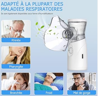 Nébuliseur portable - (Rechargeable) Appareil de nébulisation pour adultes et enfants, usage domestique et en voyage