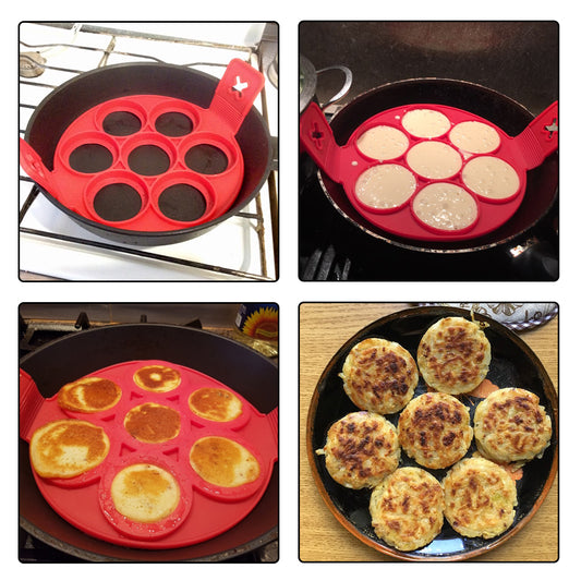 Moule à Pancakes et Œufs Rond Antiadhésif Réutilisable