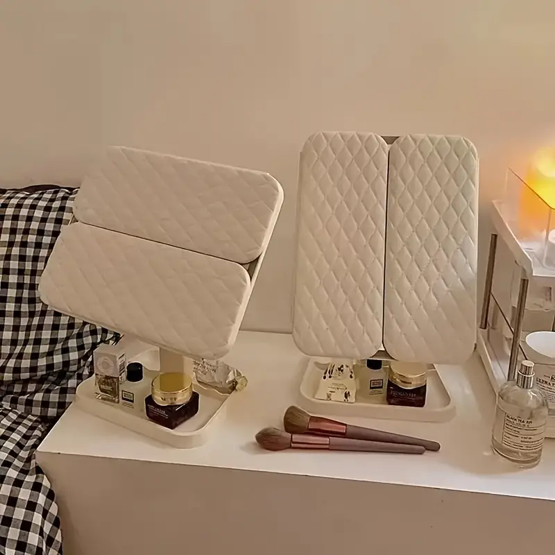 Miroir de Maquillage à Trois Volets avec Lumières LED